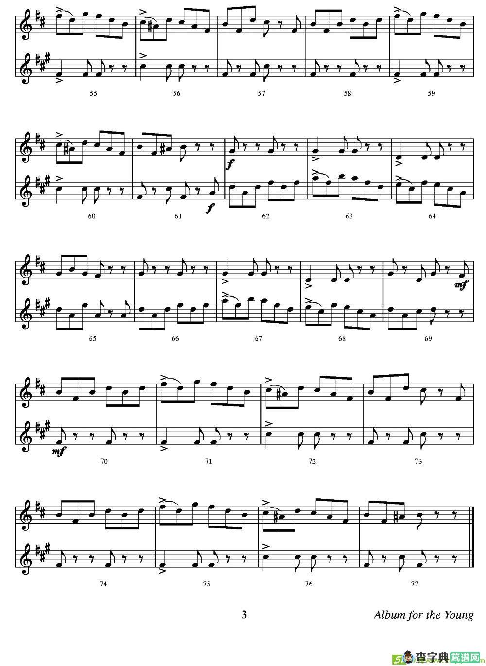 Album for the Young萨克斯曲谱