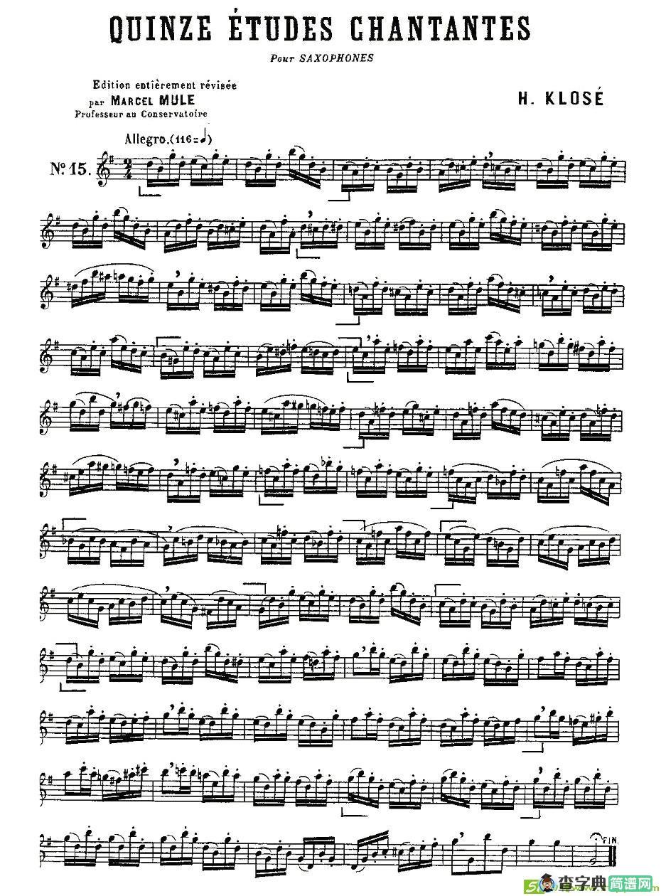 Klose Etudes Chantantes Pour Saxophone萨克斯谱