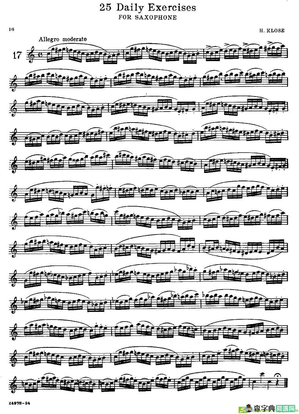 klose - 25首萨克斯练习曲萨克斯谱