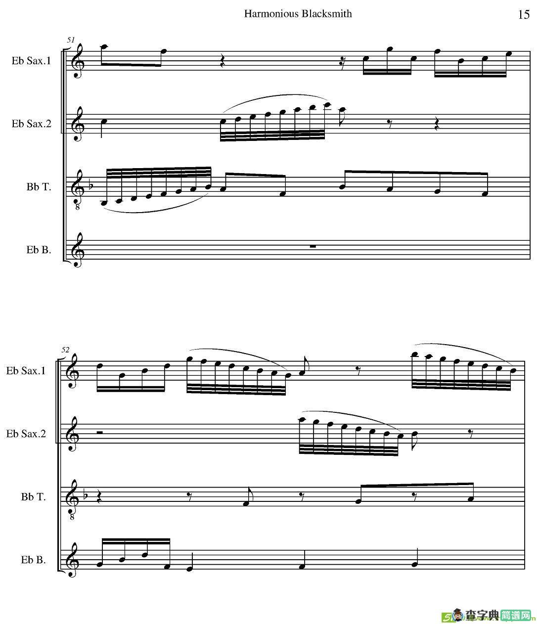 Harmonious Blacksmith萨克斯谱