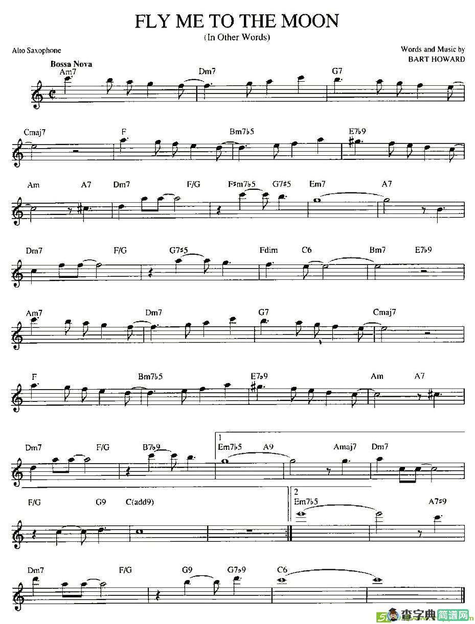 FLY ME TO THE MOON萨克斯谱