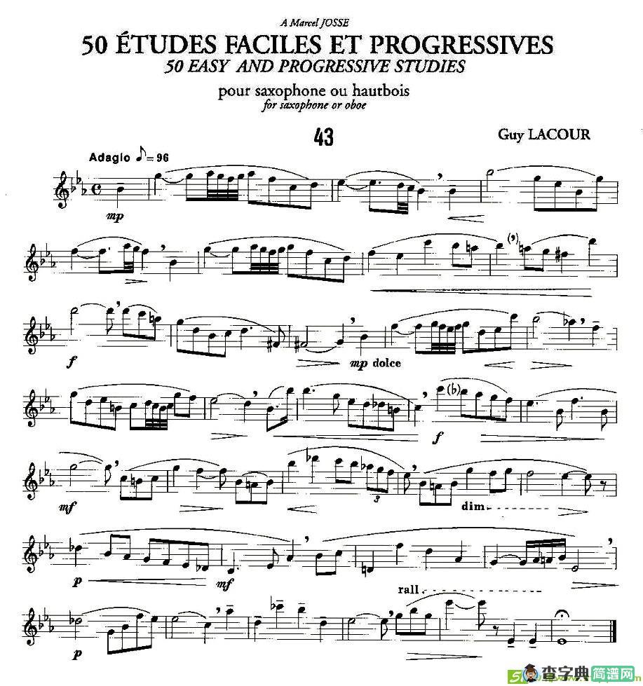 Guy Lacour 50 首萨克斯练习曲之43萨克斯谱(Guy作曲)