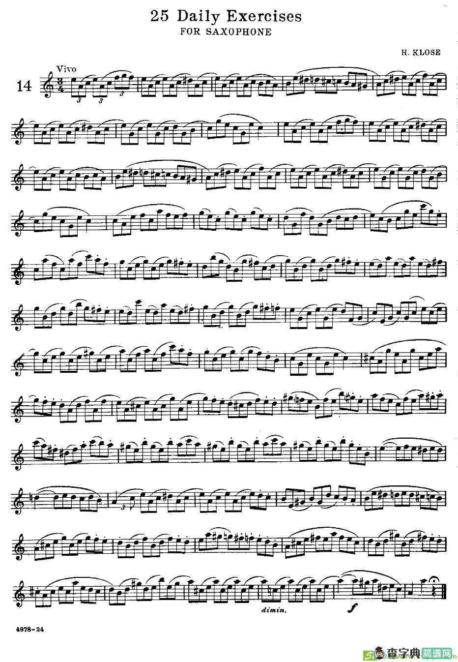 klose - 25首萨克斯练习曲萨克斯谱
