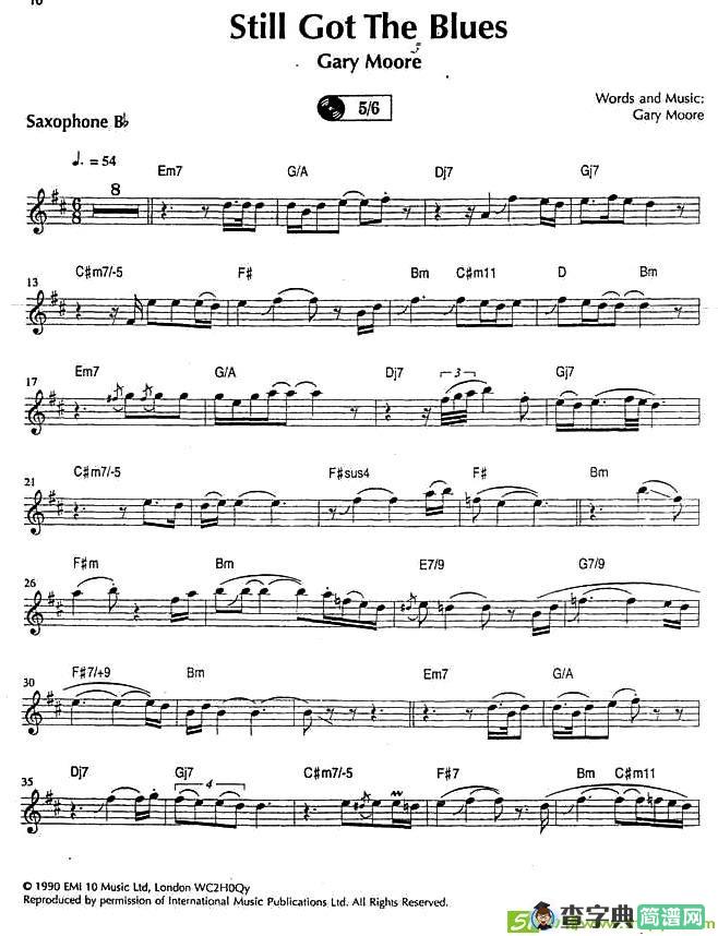 Still Got The Blues萨克斯谱
