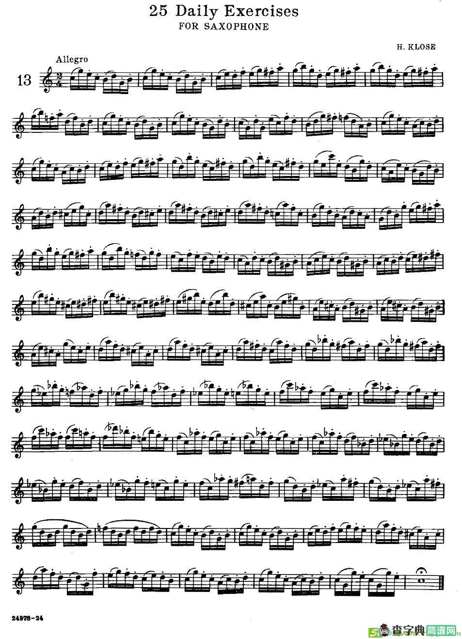 klose - 25首萨克斯练习曲萨克斯谱