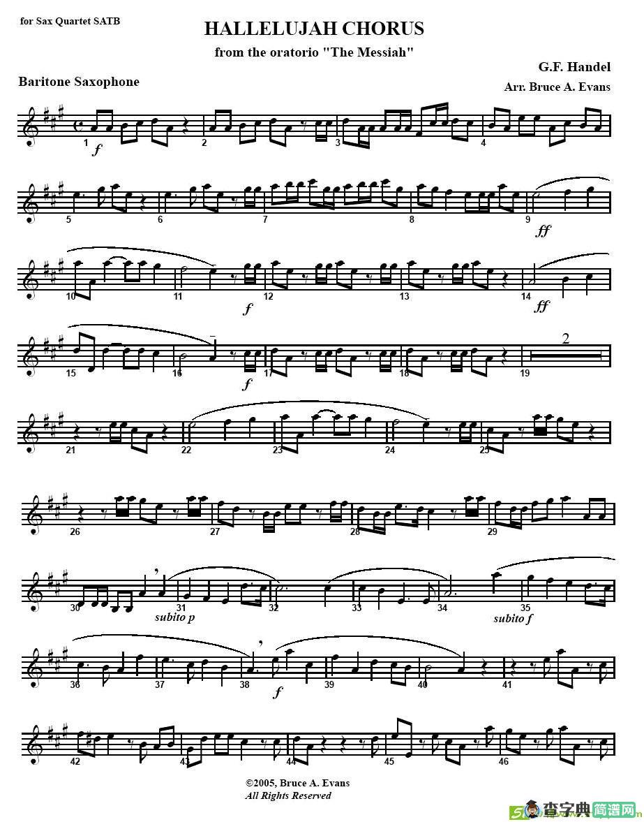 HALLELUJAH CHORUS萨克斯谱