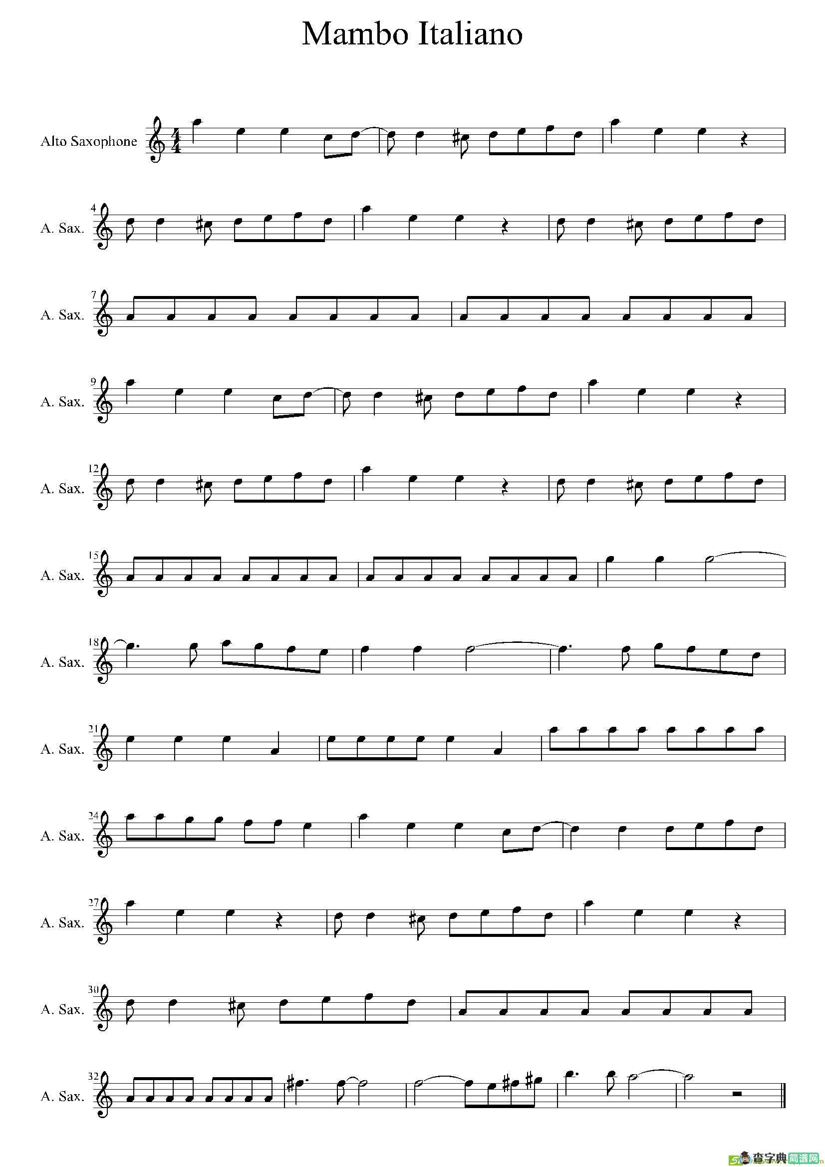 Mambo Italiano萨克斯曲谱