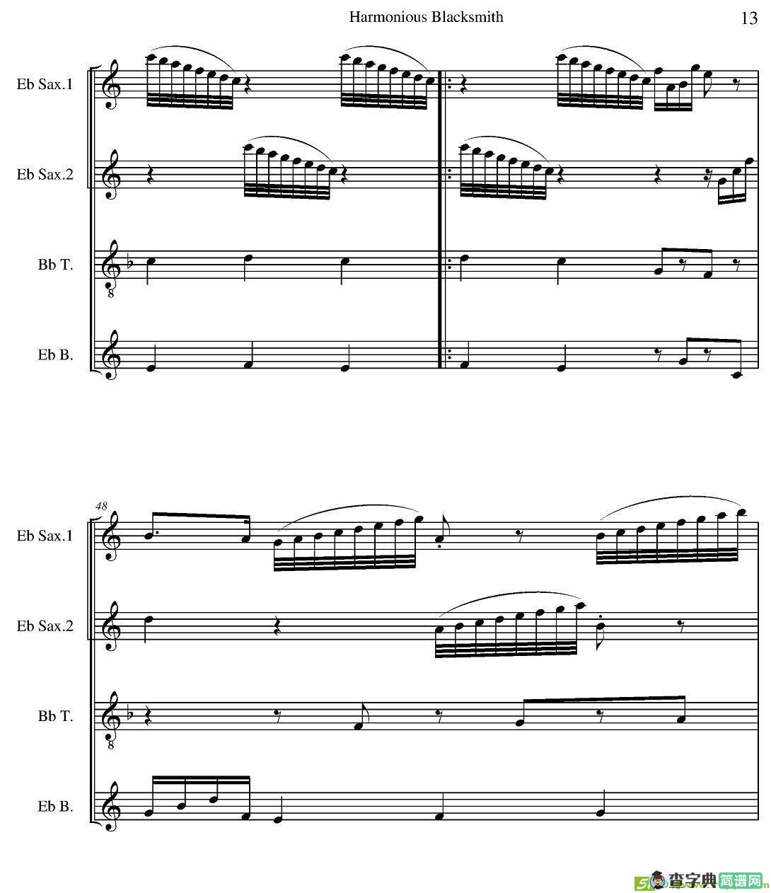 Harmonious Blacksmith萨克斯谱