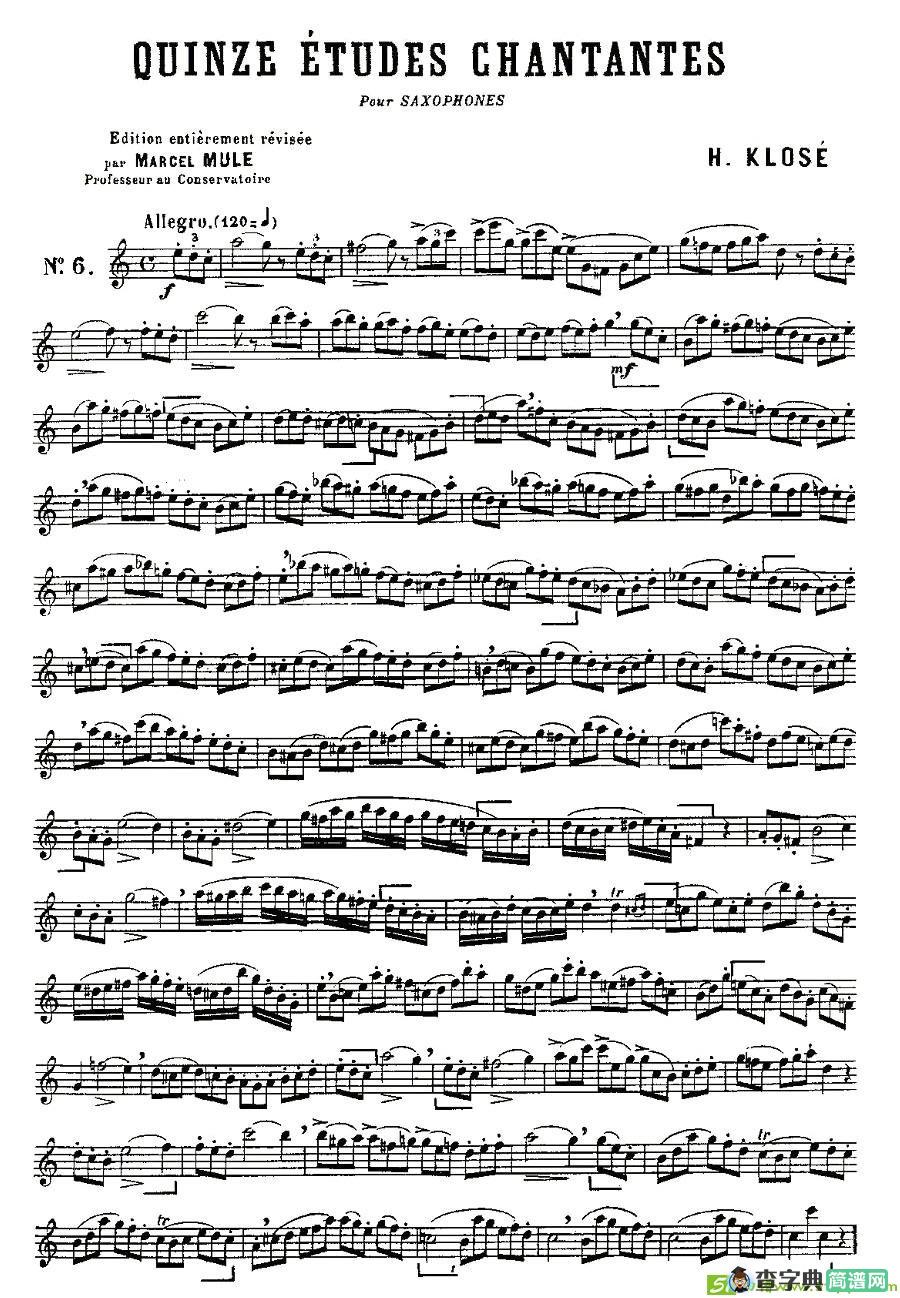 Klose Etudes Chantantes Pour Saxophone萨克斯谱