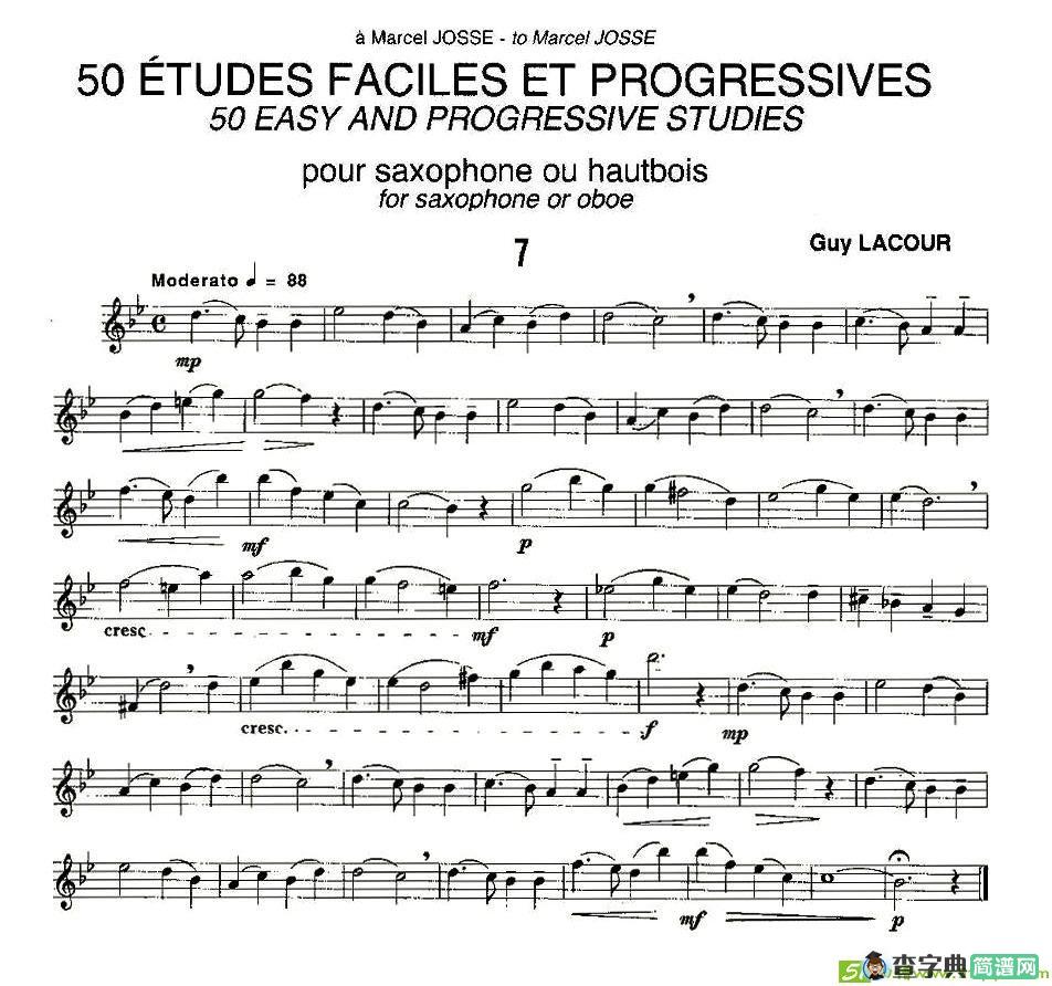 Guy Lacour 50 首萨克斯练习曲之七萨克斯谱(Guy作曲)