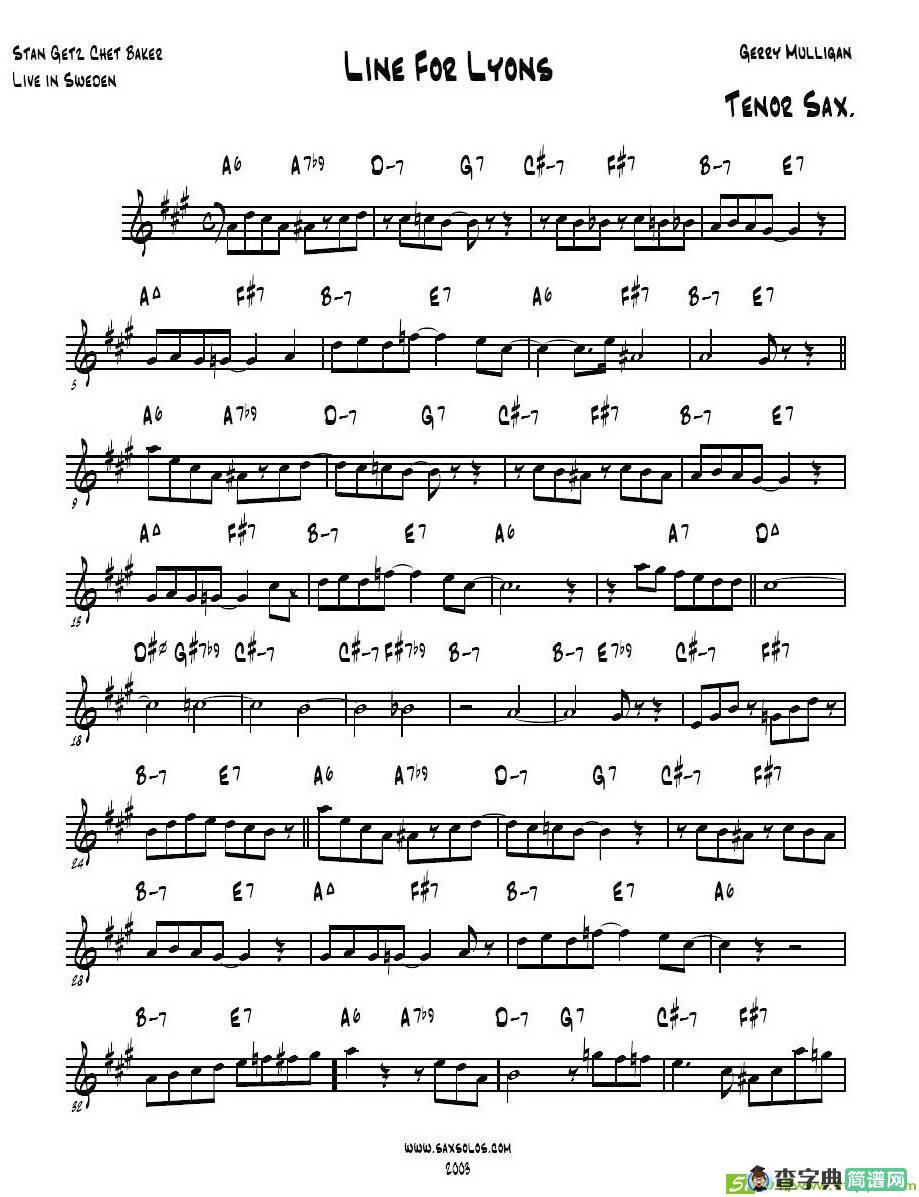 Line Foe Lyons萨克斯谱(Stan作曲)