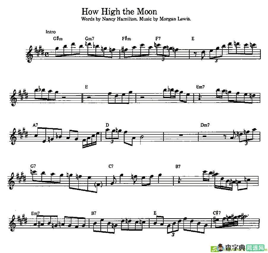 How High the Moon萨克斯谱