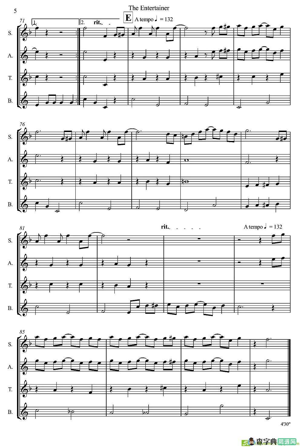 The Entertainer萨克斯谱(Scott作曲)