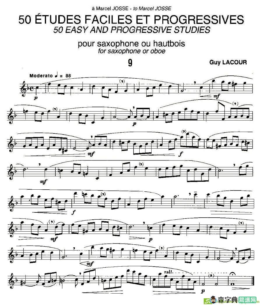 Guy Lacour 50 首萨克斯练习曲之九萨克斯谱(Guy作曲)