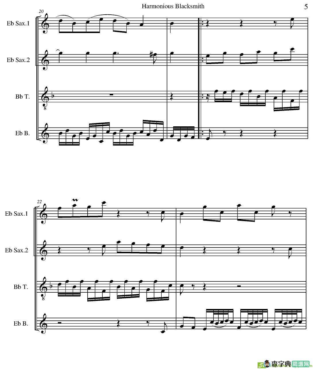 Harmonious Blacksmith萨克斯谱