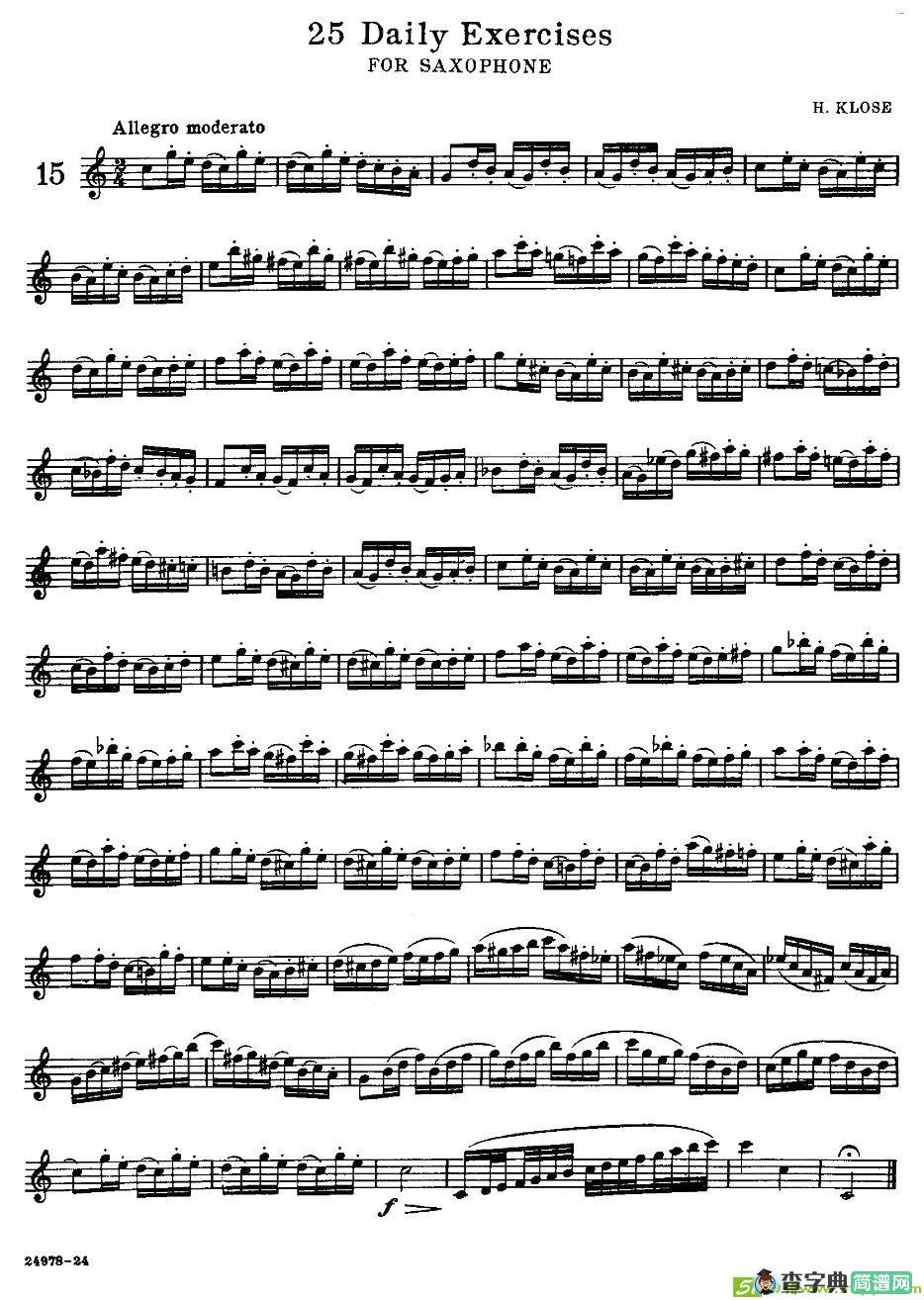 klose - 25首萨克斯练习曲萨克斯谱