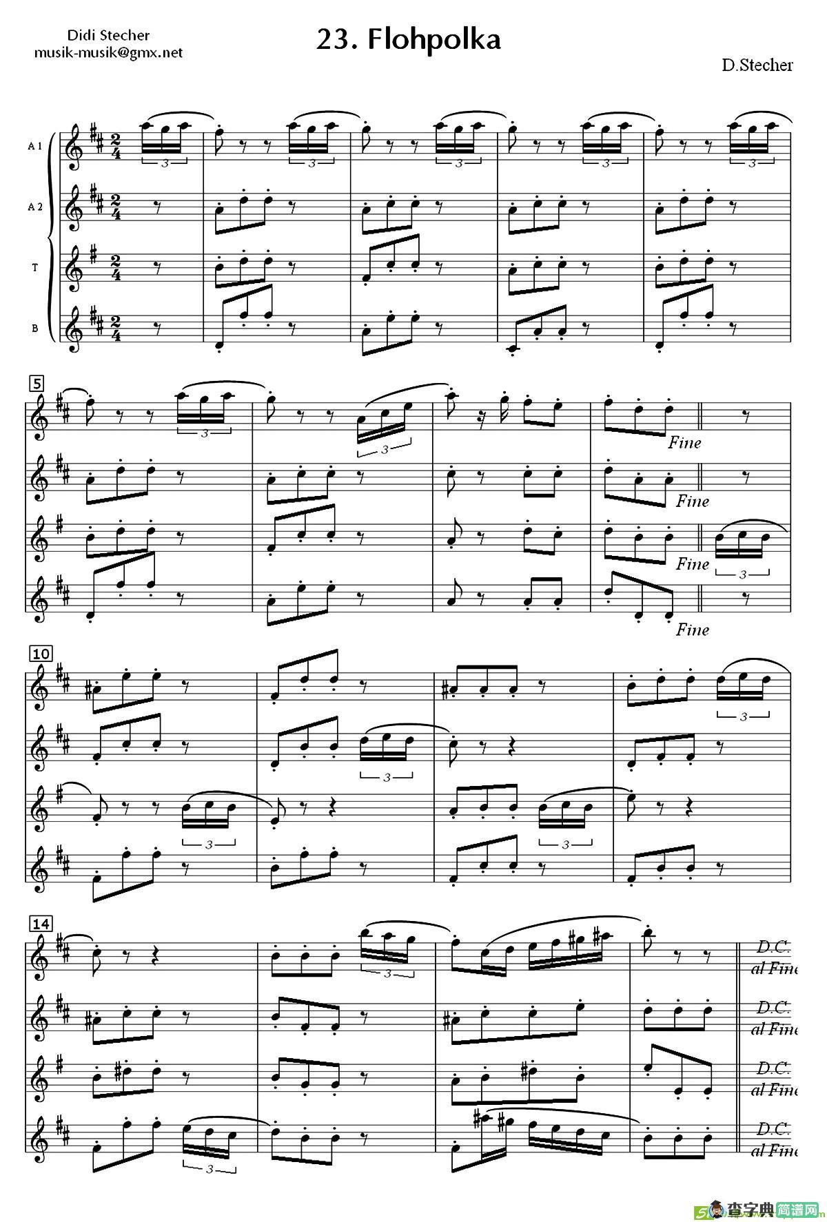 Flohpolka（四重奏）萨克斯谱