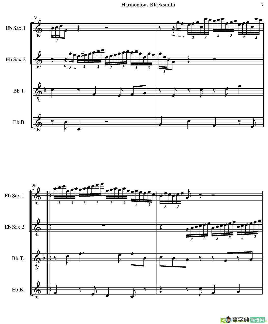 Harmonious Blacksmith萨克斯谱