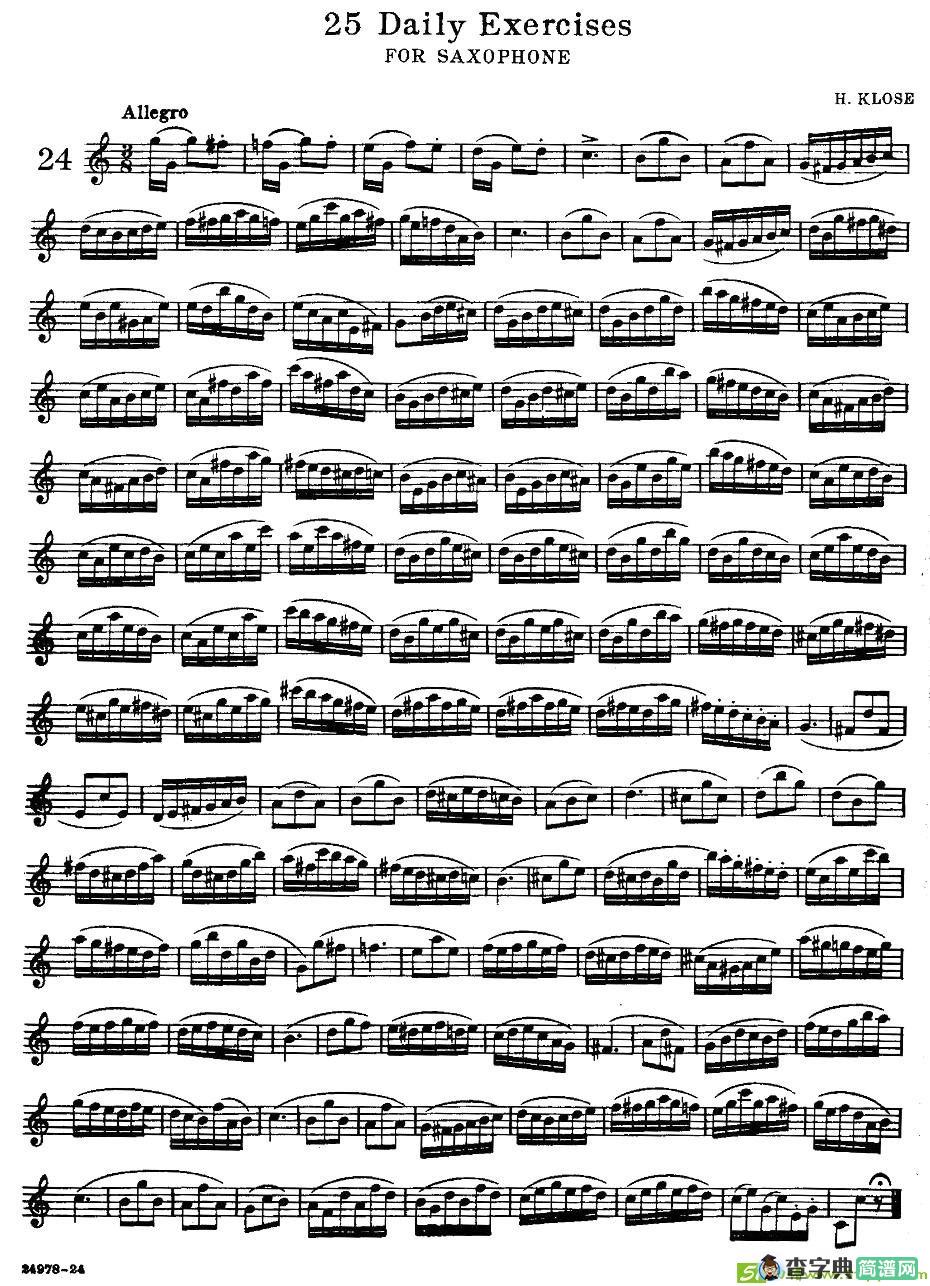 klose - 25首萨克斯练习曲萨克斯谱