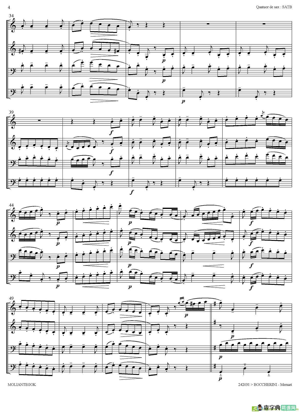 Quintette Op.11 No.5萨克斯谱