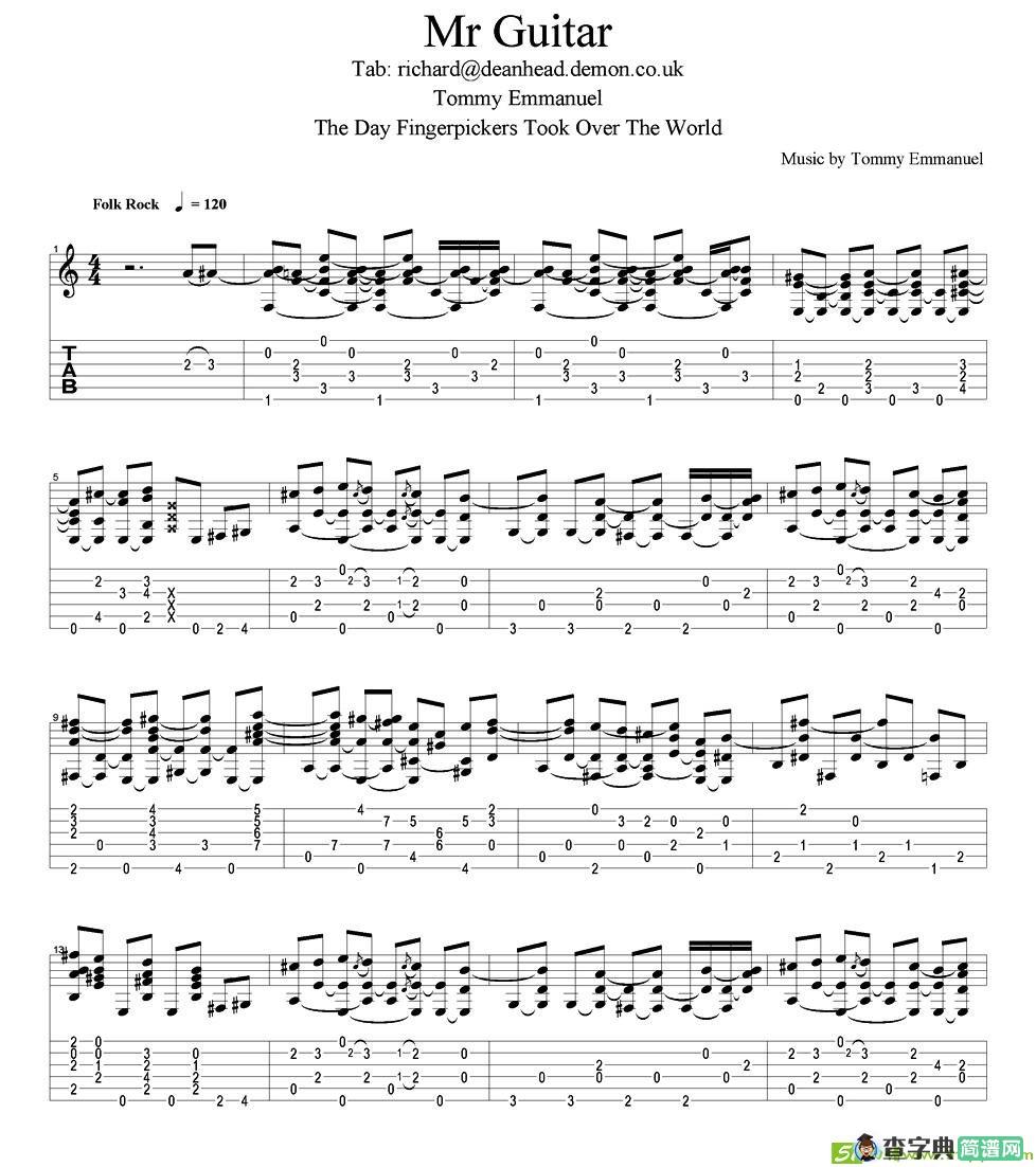 tommy emmanuel：mr guitar吉他谱