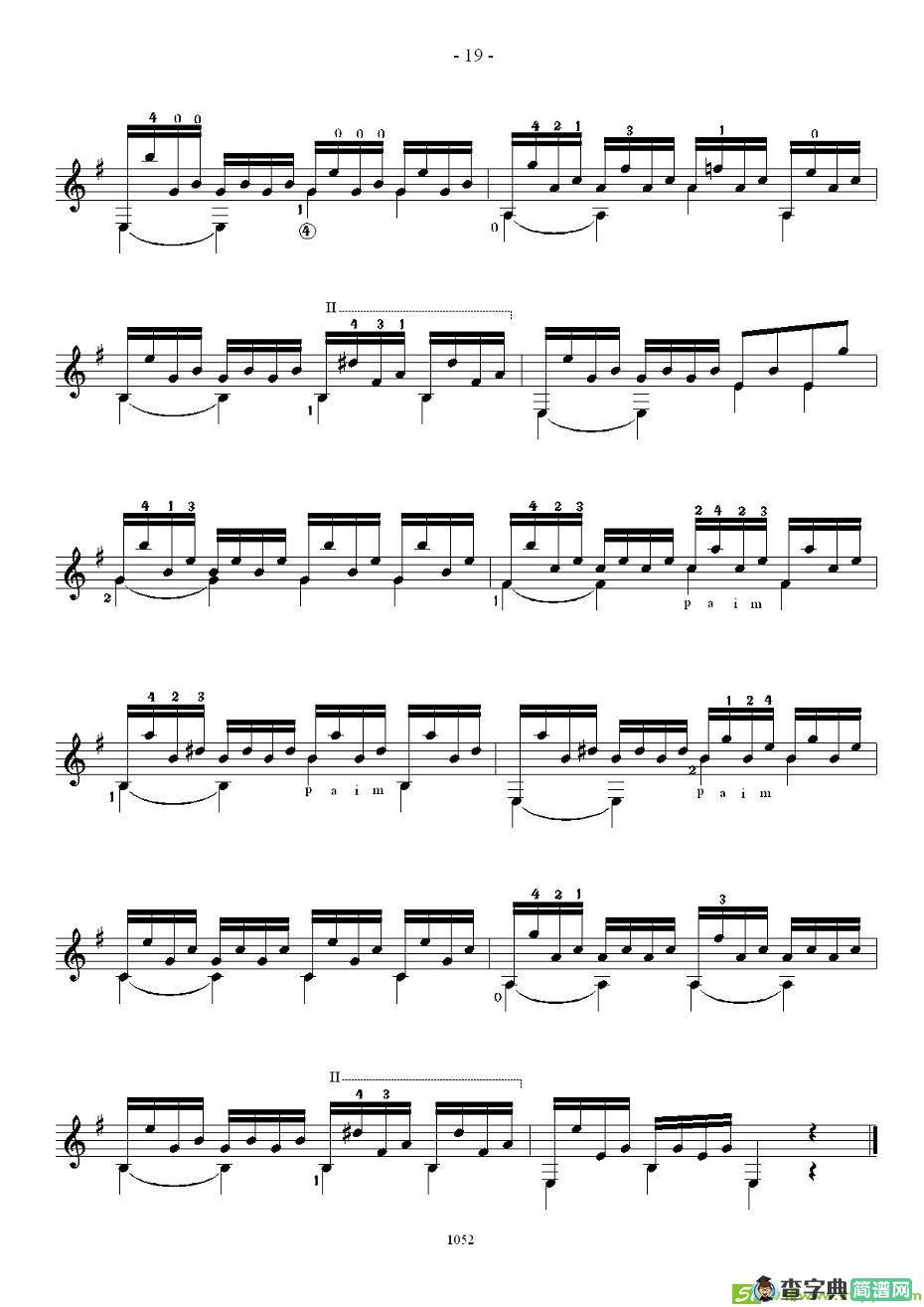 索尔·克斯特26首练习曲之11——15吉他谱