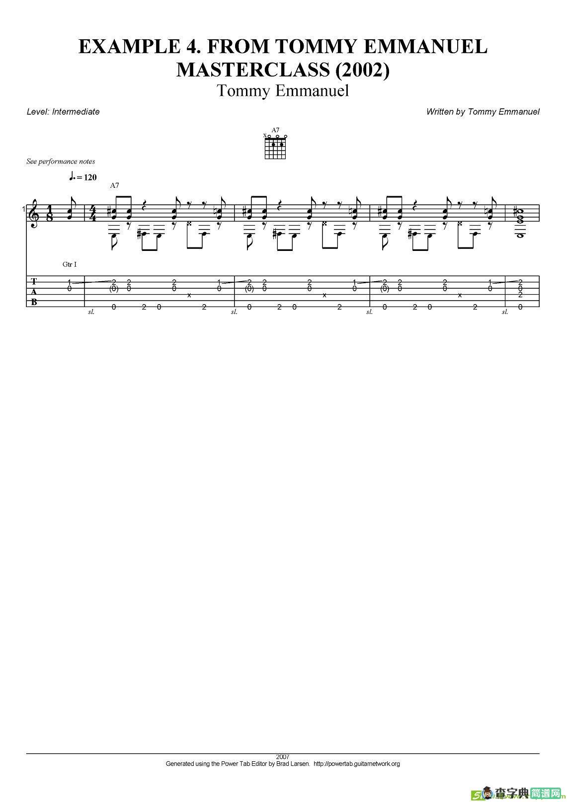 tommy emmanuel：masterclass example-4吉他谱