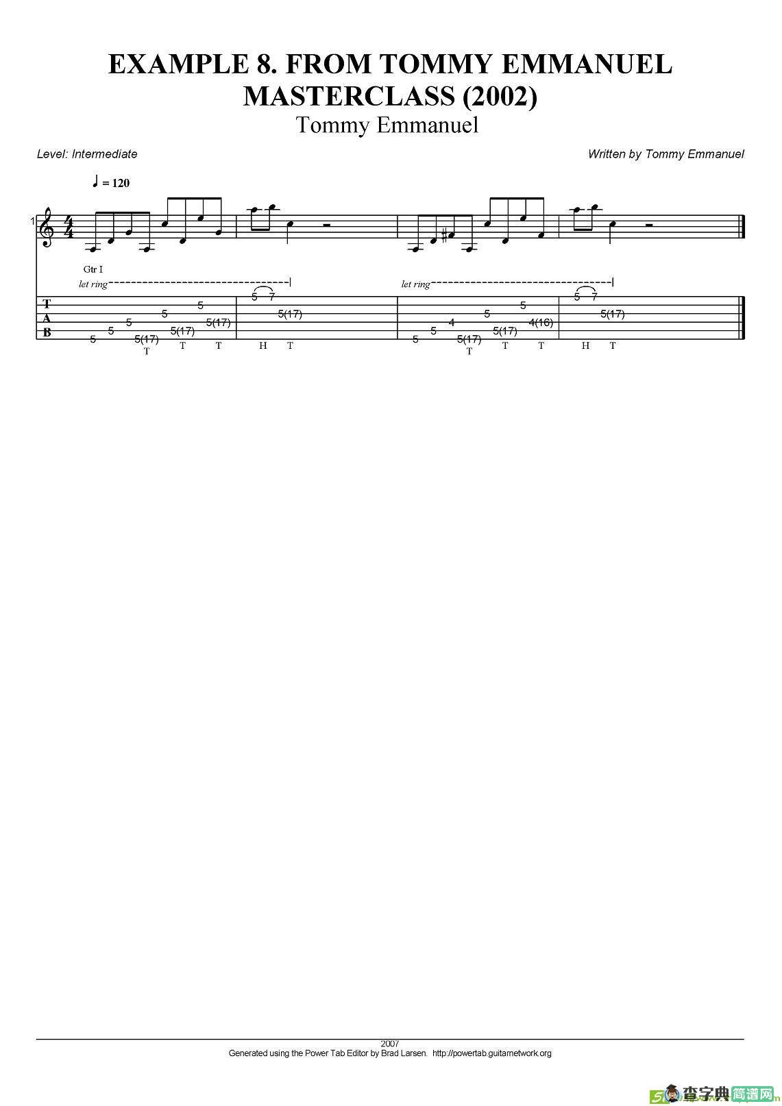 tommy emmanuel：masterclass example-8吉他谱