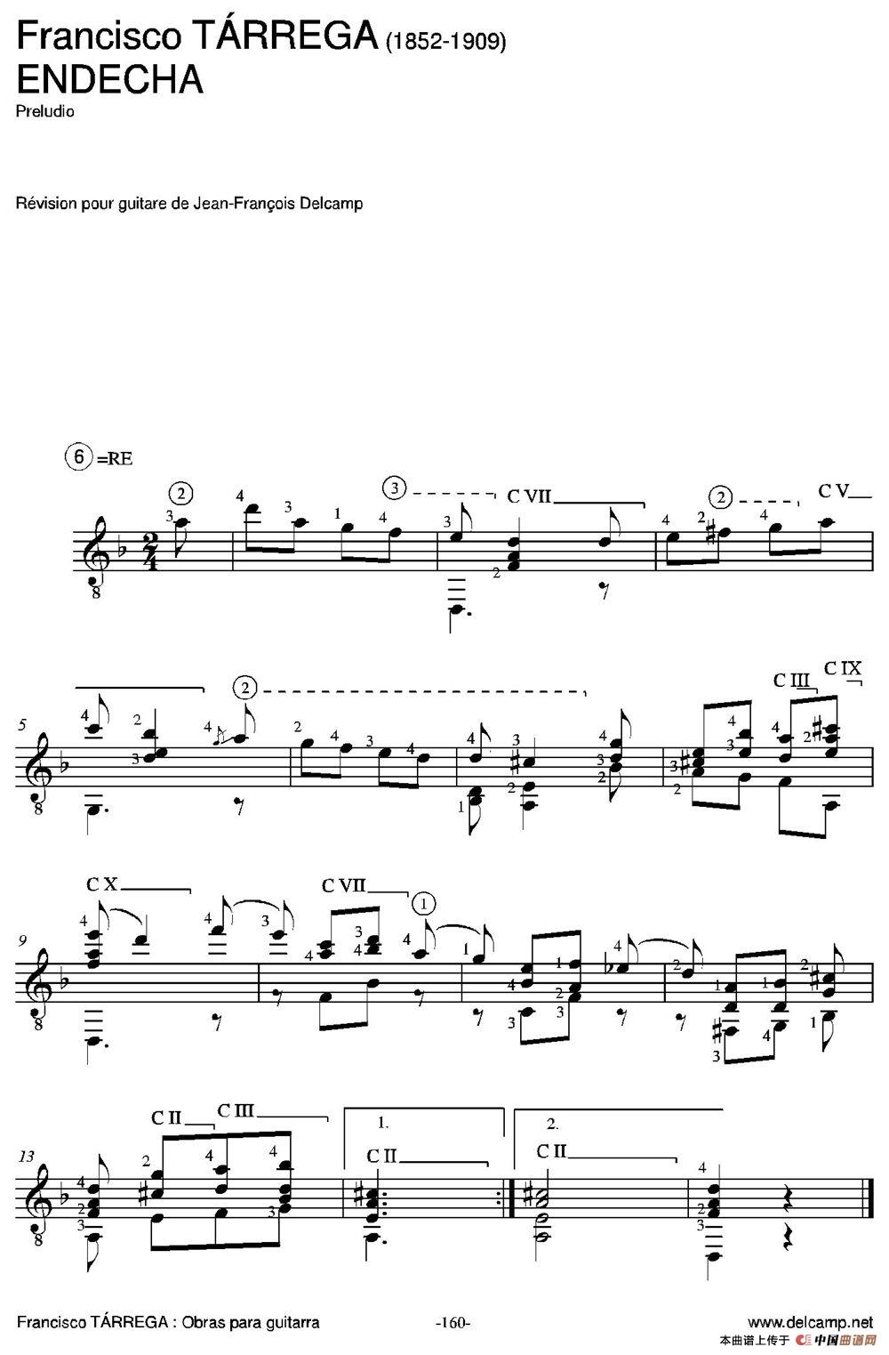 ENDECHA(Preludio)（古典吉他）吉他谱
