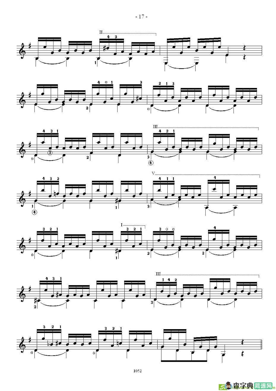 索尔·克斯特26首练习曲之11——15吉他谱