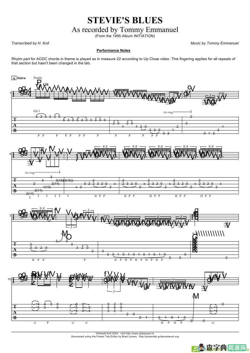 tommy emmanuel：stevies blues吉他谱