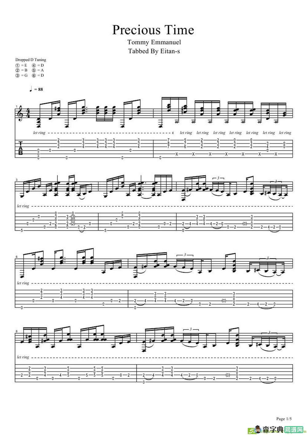 tommy emmanuel： precious time(1)吉他谱