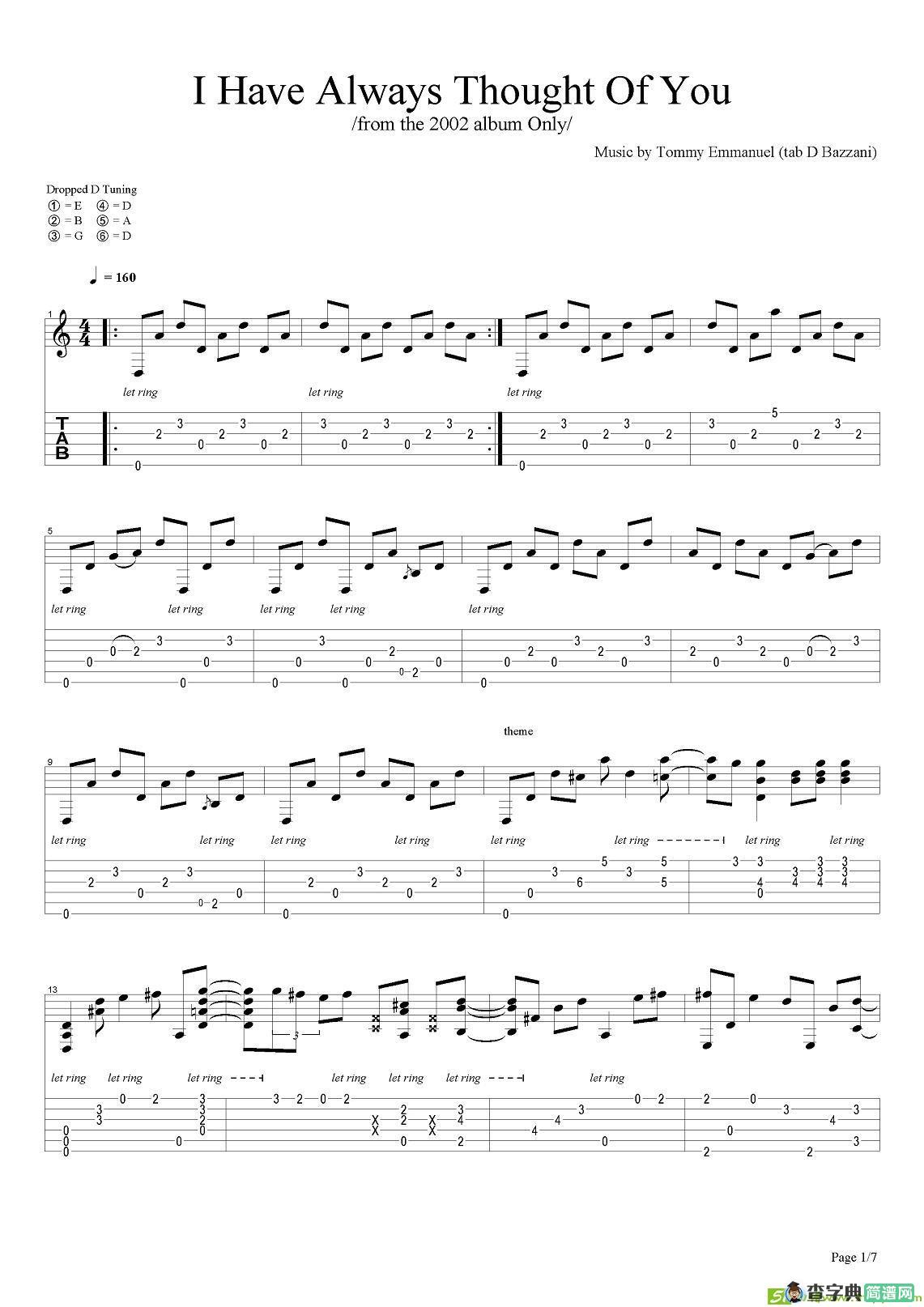 tommy emmanuel：i have always thought of you version 2吉他谱