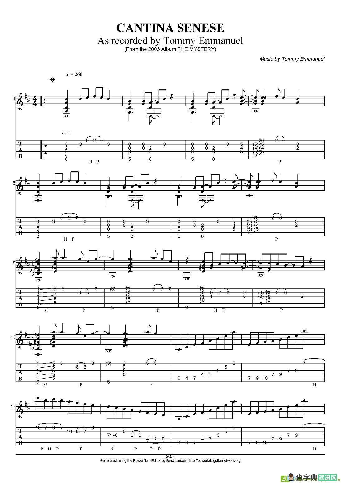 tommy emmanuel：cantina senese吉他谱(tommy作曲)