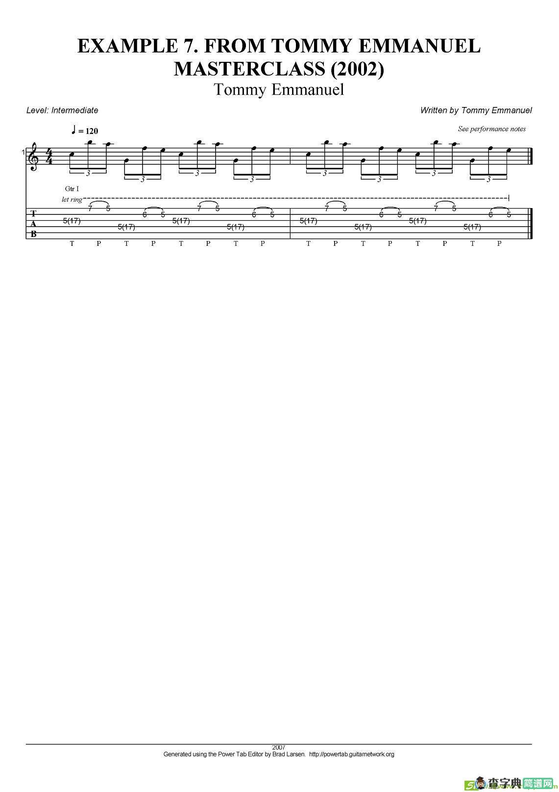 tommy emmanuel：masterclass example-7吉他谱