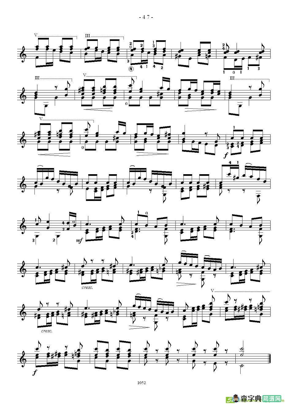 索尔·克斯特26首练习曲之21——26吉他谱