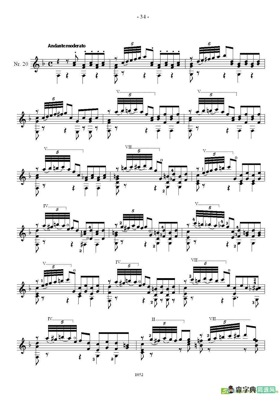 索尔·克斯特26首练习曲之16——20吉他谱