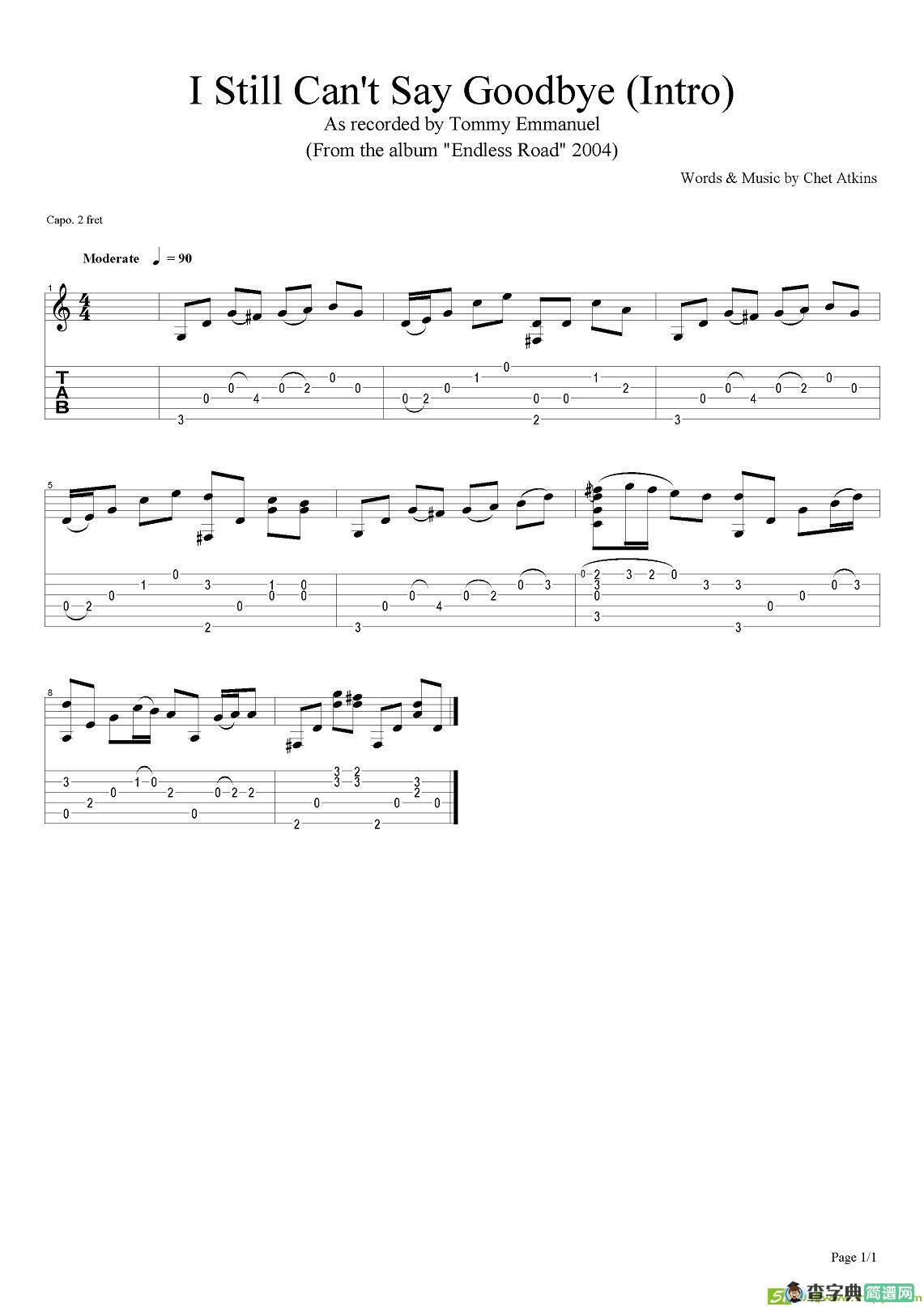 tommy emmanuel：i still cant say goodbye吉他谱