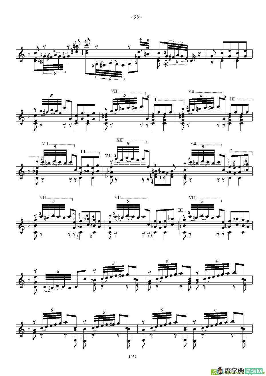 索尔·克斯特26首练习曲之16——20吉他谱