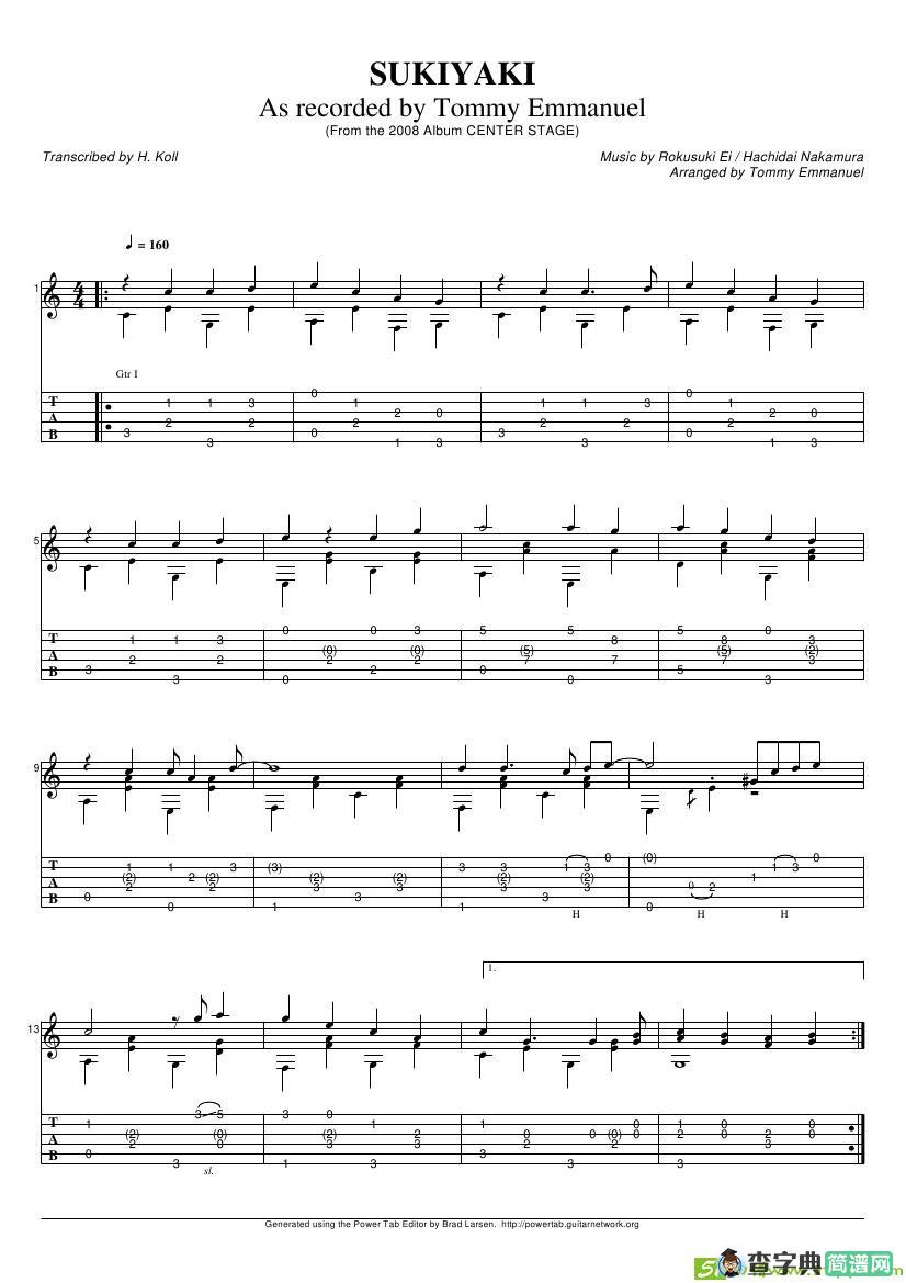 tommy emmanuel：sukiyaki 2吉他谱