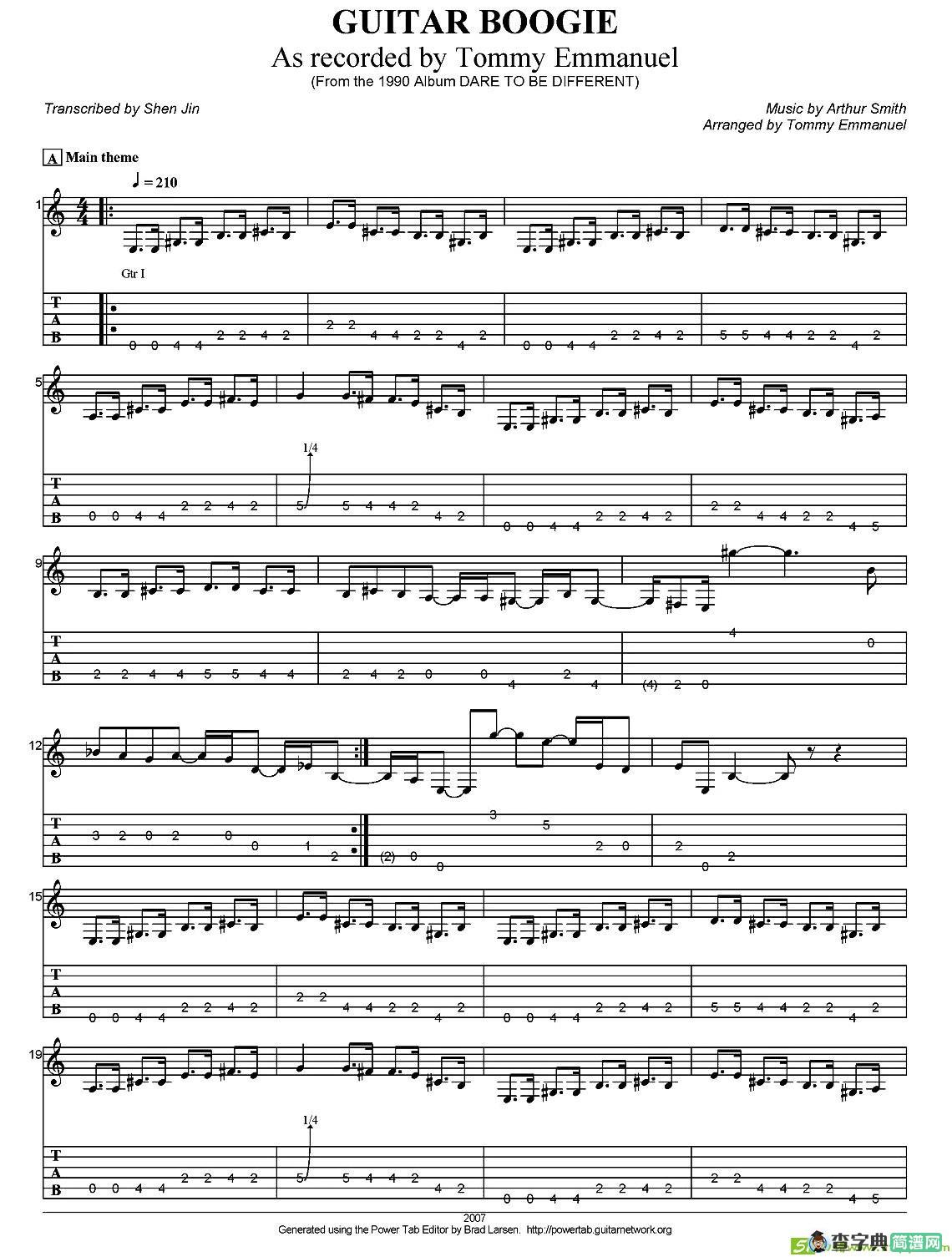 tommy emmanuel：guitar boogie吉他谱