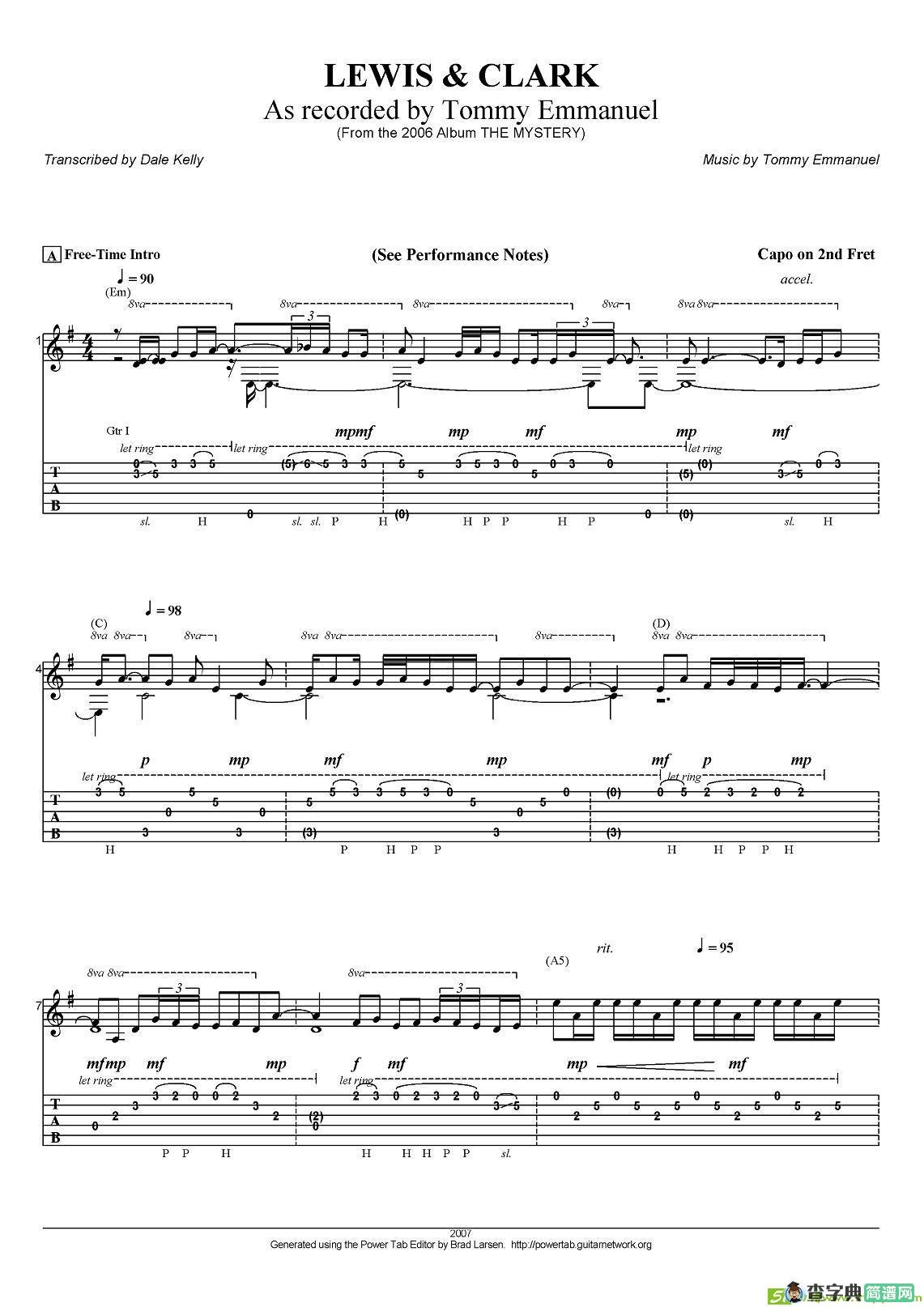 tommy emmanuel：lewis and clark吉他谱