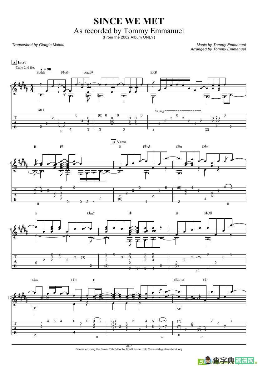 tommy emmanuel：since we met吉他谱
