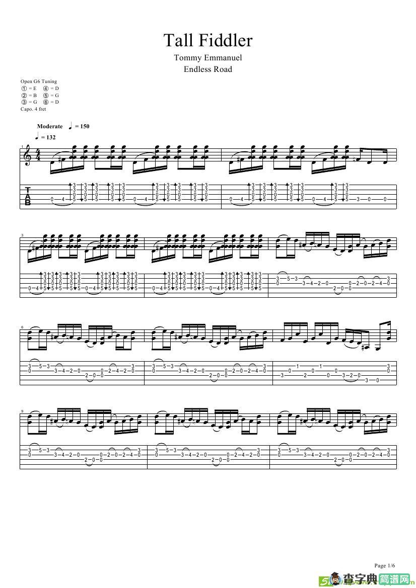 tommy emmanuel：tall fiddler吉他谱