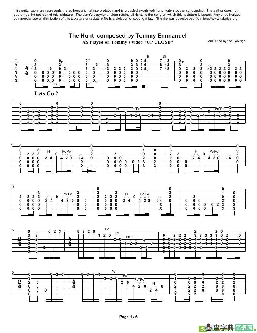 tommy emmanuel：the hunt from up close video吉他谱