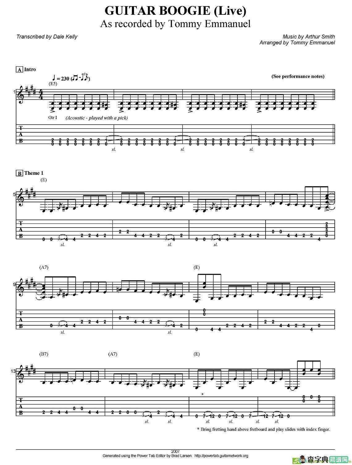 tommy emmanuel：guitar boogie live at woodsong吉他谱