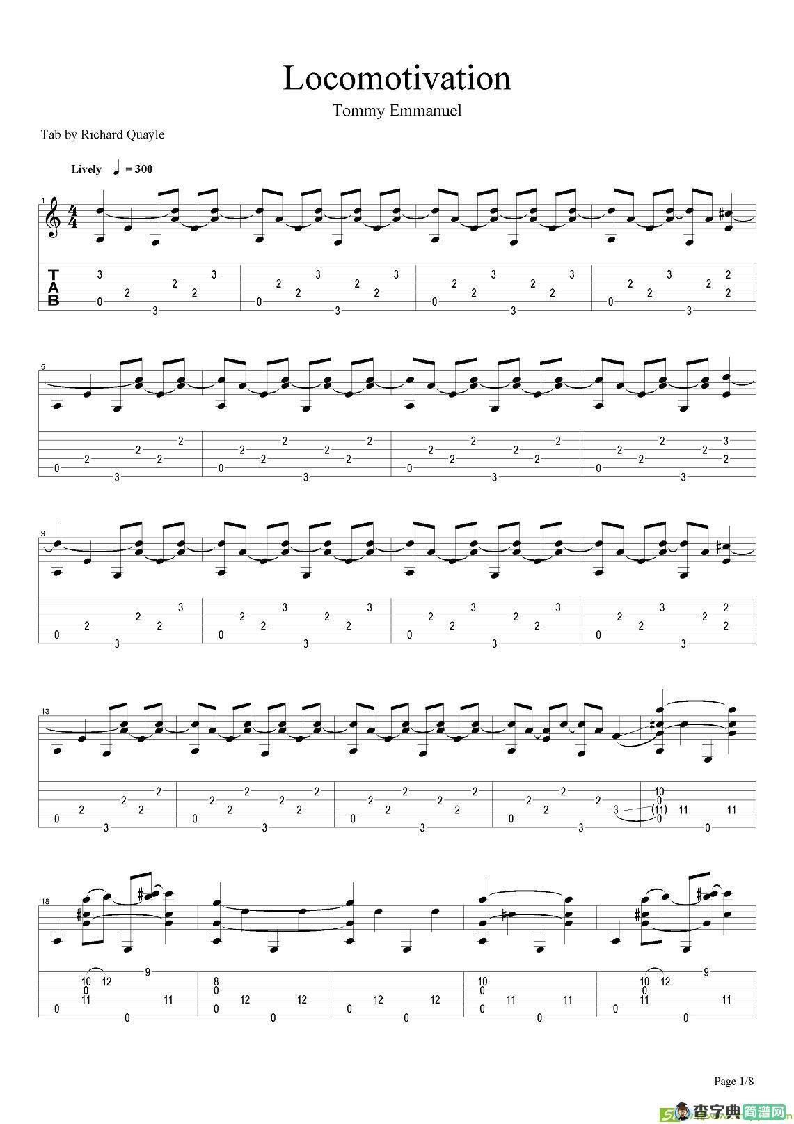 tommy emmanuel：locomotivation吉他谱