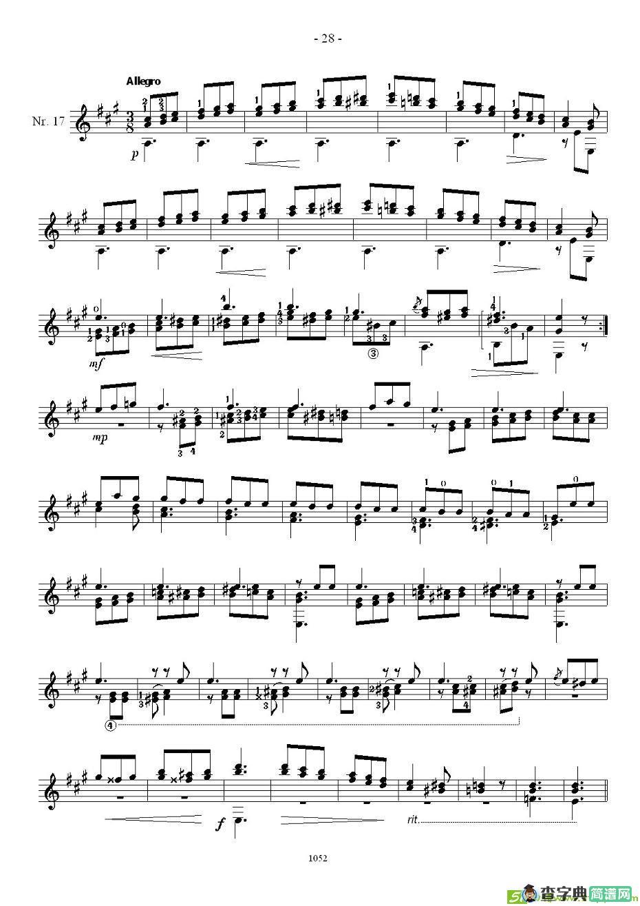 索尔·克斯特26首练习曲之16——20吉他谱