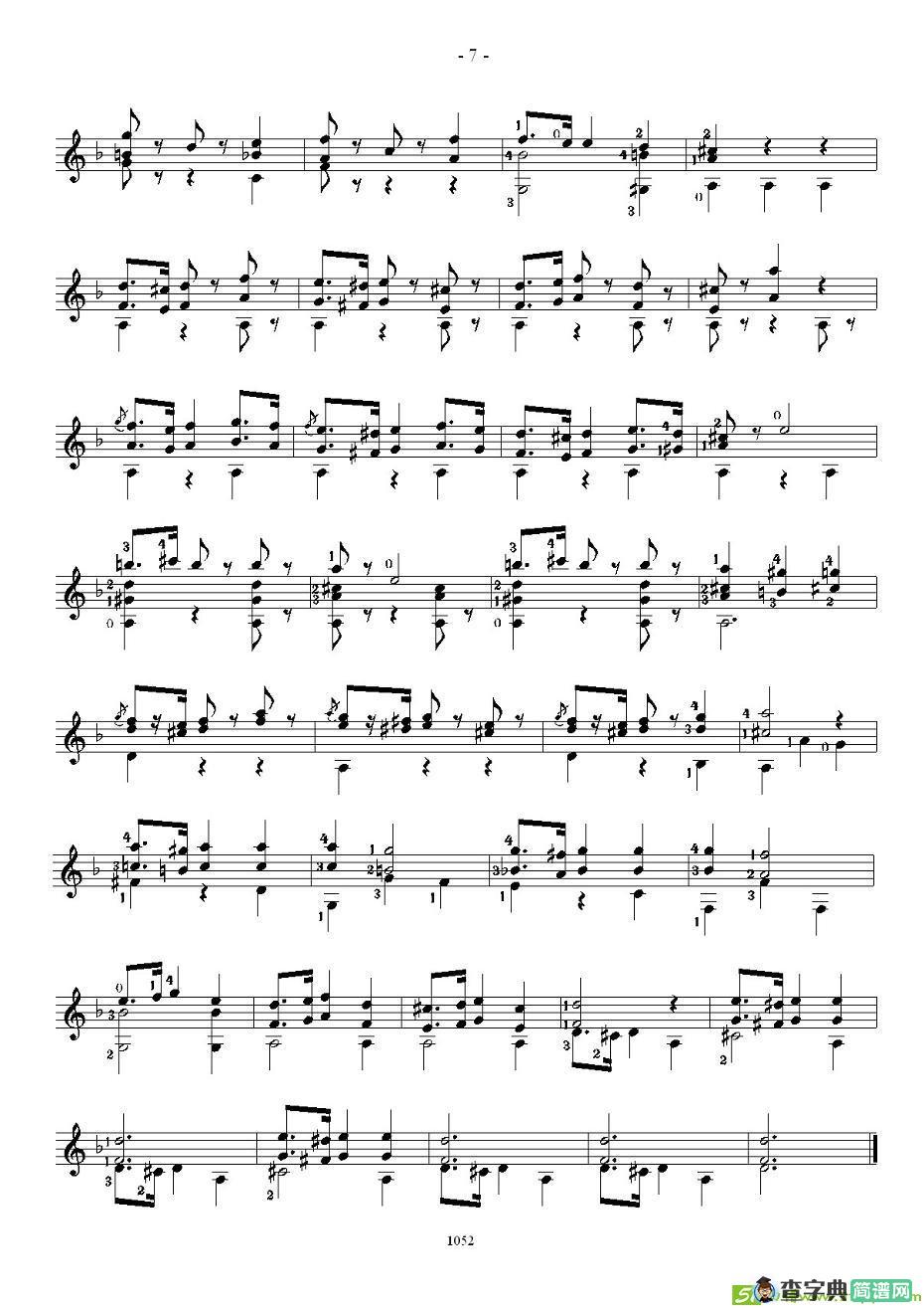 索尔·克斯特26首练习曲之1——5吉他谱