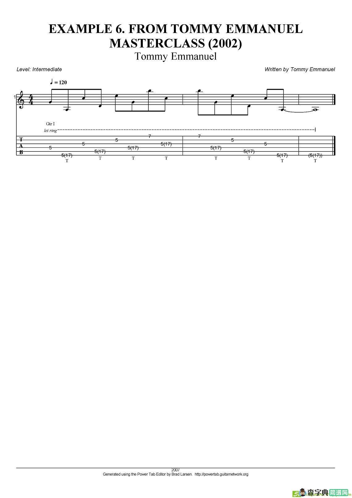 tommy emmanuel：masterclass example-6吉他谱
